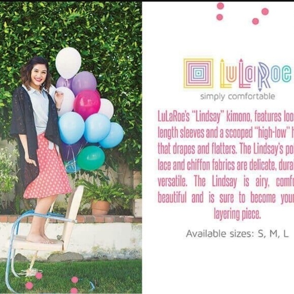 NWT LulaRoe Lindsay Roses Sheer Open Front Cardigan Batwing Kimono Short Duster - Picture 13 of 14